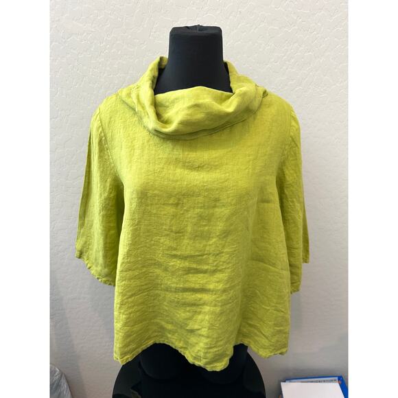 BRYN WALKER Etta Linen Top Matcha Green Cowl Neck Pullover Made in USA NWT | XS - Picture 3 of 10